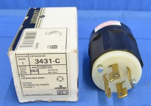 Leviton 3431-C 3-Phase 4P30A 120/208V Locking Plug - New - Picture 1 of 2