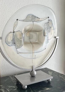 Vintage 1970er zugeschrieben Ion Tamaian Art Glas dekorative 14" Platte + Ständer Rumänien - Bild 1 von 10