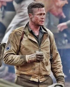 Men's Fury Brad Pitt WW2 Tanker Jacket US Army Military Field Cotton Pilot Style - Picture 1 of 4