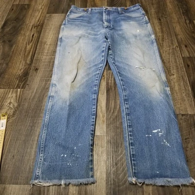 Wrangler Hombres Talla 36x30 Azul Vaquero Jean Suspensor Botones (Entrepierna Cortada) Foto 1 de 4