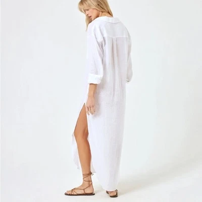 Vestido L*Space Presley Cubre Blanco Con Botones Cubierta de Natación Vestido S/M Foto 1 de 4