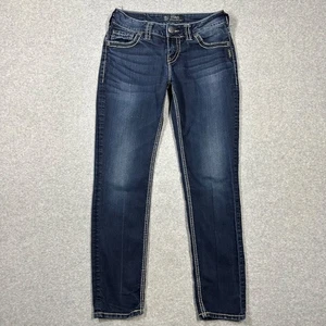 Silver Suki Skinny Jeans Women’s Size 28Wx29L* Dark Wash Blue Stretch - Picture 1 of 10