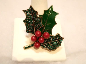 HEIDI DAUS "Holly Days" (mit rotfarbigen Stechpalmenbeeren) Weihnachtsfeiertag Pin - Bild 1 von 10