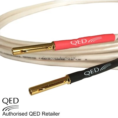 QED ORIGINAL Speaker Cable SINGLE Terminated 4 AIRLOC Banana Plugs Heat Shrink - Image 1 of 4