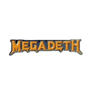 MEGADETH-LOGOTIPO PIN INSIGNIA DE METAL TINTA AMARILLA DORADA - Imagen 1 de 3