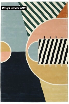 Basketball Court Geometrisch Handgetuftet 100% Wolle Weich Bereich Teppich - Bild 1 von 4