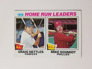 HOME RUN LEADERS N.L. 1977 TOPPS BASEBALL CARD #2 SCHMIDT AND NETTLES - Picture 1 of 2