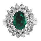 2,00Kt Ovale Form 100% Natürlich Grün Smaragd Damen Ring Im 925 Sterling Silber