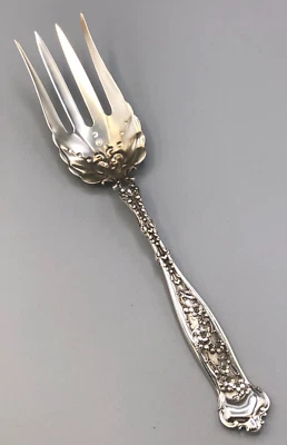Dresden от Whiting div. Вилка для сервировки мяса из чистого серебра Gorham 9 дюймов - Изображение 1 из 4