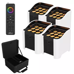 Chauvet DJ Freedom Par Q9 X4 Up Light Kit 4 Pack w White Sleeves & XL Remote - Picture 1 of 12