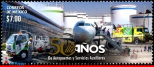 2936 MEXICO 2015 AIRPORTS AND AUXILIARY SERVICES, TRUCK, AVIATION, PLANES, MNH - Picture 1 of 2