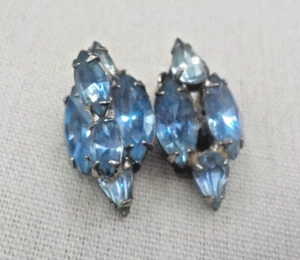 WEISS Ohrringe blau Strass Ohrclips Paar signiert Vintage - Bild 1 von 3
