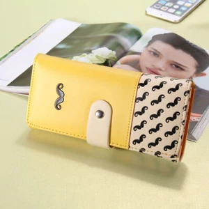 Leather Bifold Wallet for Women Girl Multi Card Holder Elegant Clutch Long Purse - Picture 1 of 4