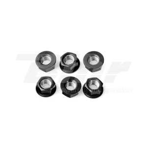 42533 6 Dadi Flangiati NERI M12x1,25 per Montaggio Corona Trasmissione Moto - Picture 1 of 1