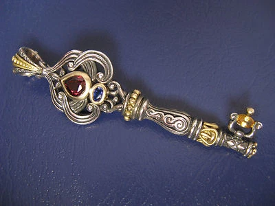 Colgante BARBARA BIXBY LLAVE DE FELICIDAD GRANATE ZAFIRO CÍTRICO REALZADOR DE PIEDRAS PRECIOSAS Foto 1 de 3