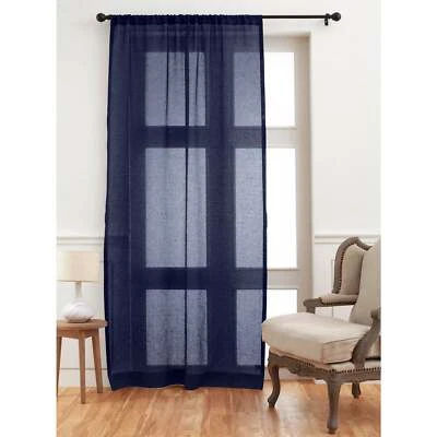 Solino Home Sheer Linen Curtain Single Panel Drapes with Rod Pocket, Living Room - Image 1 of 4