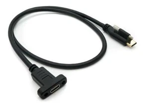 USB 3.1 Kabel 60 cm Typ C Stecker zu Buchse Schraube Adapter in Schwarz - Zdjęcie 1 z 4