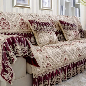 European Lace Linen Jacquard Sofa Covers 3/2 Seater L Shape Couch Slipcovers New - Picture 1 of 16