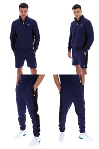 Fila Mens Half Zip Tracksuit Top Sweatshirt Joggers Gym Bottoms Navy Blue Black - Picture 1 of 10