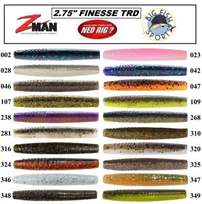 Z-Man TRD NED RIG Finesse 2.75" ElaZtech Worms PICK YOUR COLOR NEW! (8 PER PACK) - Image 1 of 4
