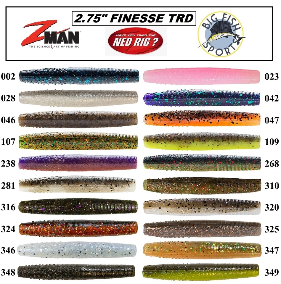 Z-Man TRD NED RIG Finesse 2.75" ElaZtech Worms ¡ELIGE TU COLOR NUEVO! (8 POR PACK) Foto 1 de 4