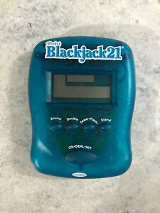 2004 RADICA Pocket Blackjack 21 Blue See Through Handheld Electronic Game Works