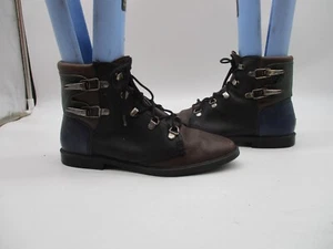Bonjour Multi Color Leather Lace Up Ankle Booties Womens Size 6B - Picture 1 of 10