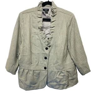 T. Milano Lightweight Womens Plus 18W Crop Blazer Jacket Ruffle 1/4 Sleeve - Picture 1 of 11