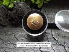 Old Rare Vintage Antique Civil War Relic Gold Gilt Flower Coat Button Free Case