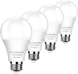 4-Pack Dusk to Dawn Light Bulbs Outdoor 75 Watt Equivalent, Automatic On/Off Sen - Picture 1 of 12