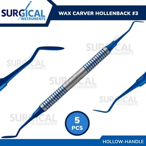 5 Pcs Blue Titanium Tips Wax Hollenback Carver #3 with Hollow Handle German Gr - Picture 1 of 8
