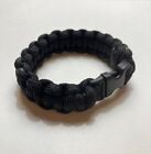 Paracord Bracelet 550 Black Tactical 3/8" Buckle (Black) Hand Made In USA