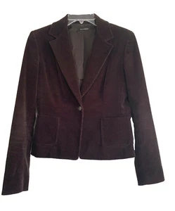 Tahari Corduroy Blazer Womens 6 Brown Long Sleeve Lined One Button Fitted - Picture 1 of 13