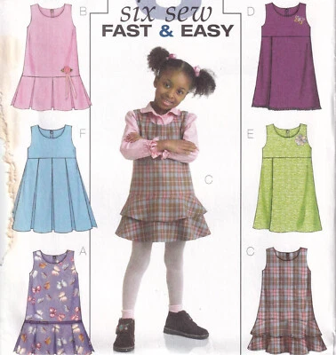 6 Sew Fast and Easy Jumpers Dress Pattern Baby Toddler Sizes 1-3 Butterick 4842 - Image 1 of 4