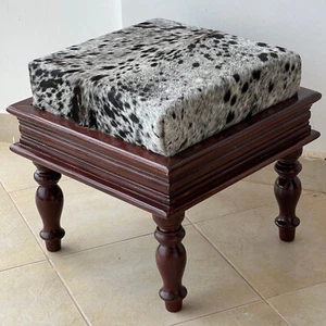 Cowhide Ottoman Stool - Picture 1 of 12