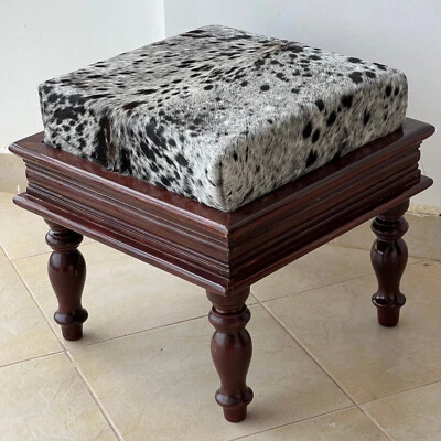 Cowhide Ottoman Stool - Image 1 of 4
