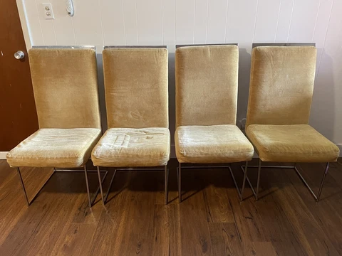 Vintage Mid Century Modern Milo Baughman Chrome and Cane High Back Dining Chairs Cover