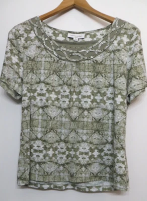 Рубашка женская Breckenridge миниатюрная большая PL зеленая многоцветная футболка украшенный топ - Изображение 1 из 4