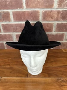 Courtney Genuine Velour Fedora Royaltan DuPont Harry Levinson Black Hat 7 1/4 - Picture 1 of 11