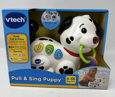 VTech Pull and Sing Puppy Toy 6-36 Months Movable Legs 3 Colorful Buttons New - Image 1 of 4