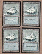 MTG - 4X Snow-Covered Island X4 - Ice Age - Land VF/EX+ - Playset