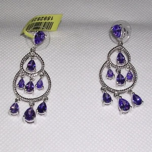 Karis Simulated Purple Diamond (pear) Earrings Platinum Bond Plated Brass 6.95ct - Picture 1 of 6