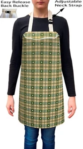 Handmade Green Heart Check Waterproof PVC Coated Wipe Clean Aprons - Code: C57-2 - Picture 1 of 2