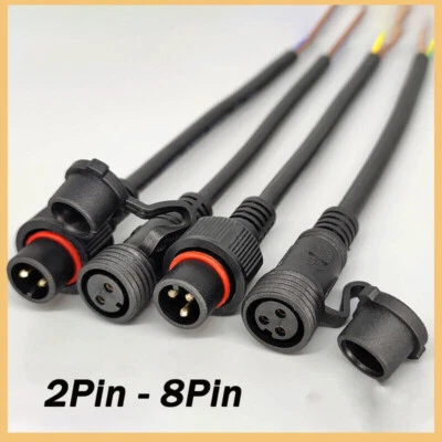 2 to 8 Pin Plug + Socket Waterproof ,LED Power Cord Electric Adapter Connector - Image 1 of 4