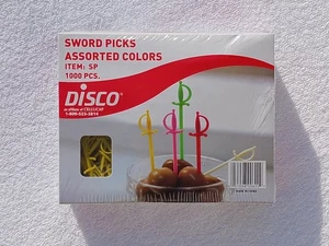 Plástico Cóctel Pirata Espada Picks Caja de 1000 3" Colores Surtidos Disco Sellado - Imagen 1 de 5