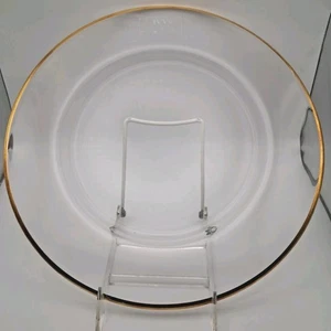 IVV Italia Plato de Vidrio Transparente 12" Pintado a Mano Borde Dorado Elegante Comedor VER LEER - Imagen 1 de 5