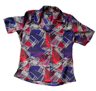Blusa Camisa Donnkenny Classics Med Para Mujer Mangas Cortas Multicolor Abstracta Foto 1 de 4