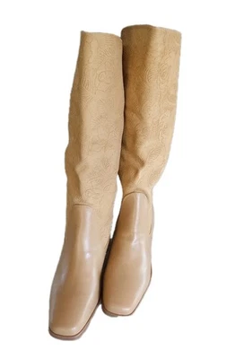 Vtg Markon Natural Suede & Leather Boots Suela 8.5M Embossed Made in Brazil - Image 1 of 4