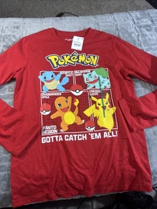 Boys Size Medium Pokémon Red Long Sleeved Long T Shirt NWT - Picture 1 of 6