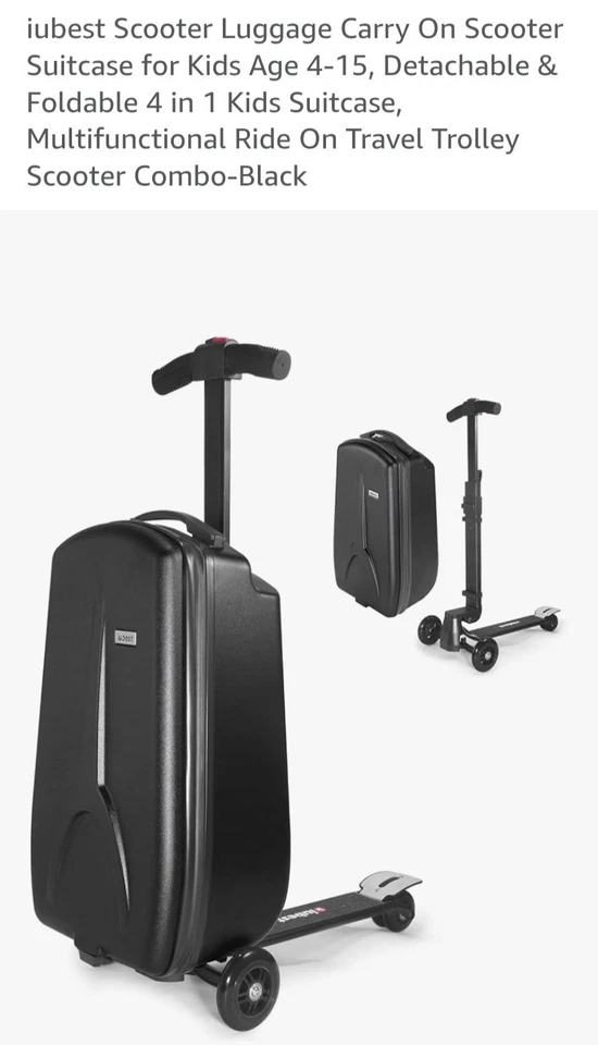 滑板车行李箱4-15岁儿童,可拆卸可折叠4合1儿童行李箱 — 第 1/4 张图片